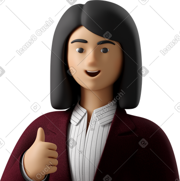 Close up of businesswoman in red suit showing thumbs up PNG, SVG