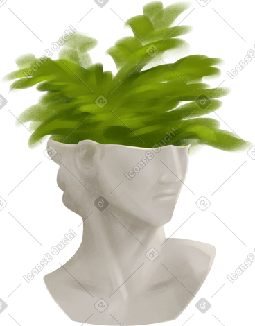 Greek head vase with plant PNG, SVG