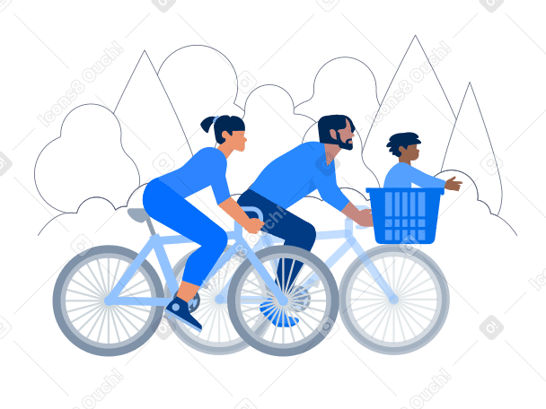 Family Cycling Illustration in PNG, SVG