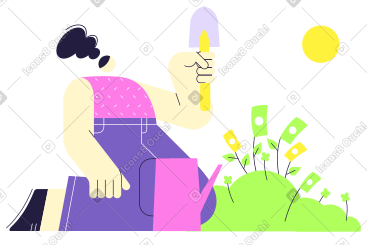 种植金钱树的女人 PNG, SVG