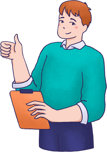 Man with clipboard showing thumbs up PNG, SVG
