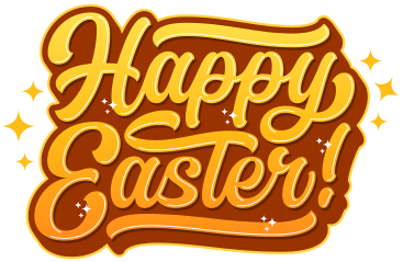 lettering happy easter! with stars text PNG, SVG