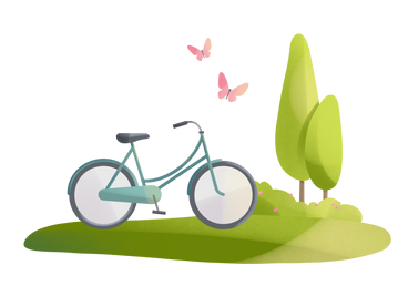 Fahrrad in der nähe der bäume PNG, SVG