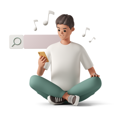 Man searching music with phone PNG, SVG