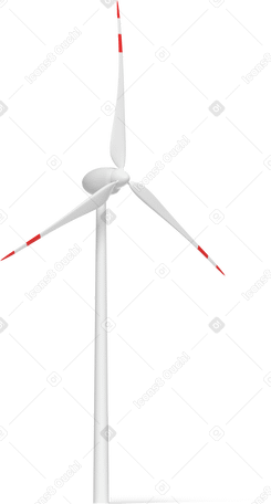 3D white wind turbine side view Illustration in PNG, SVG