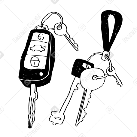 Bunch of keys for a car and a house PNG, SVG