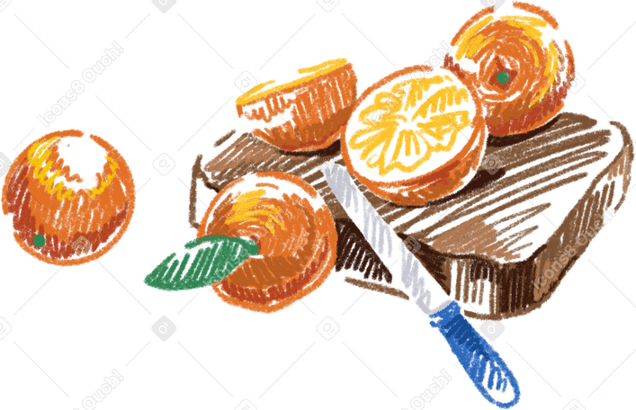 oranges and knife PNG, SVG