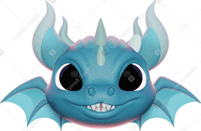 3D blue dragon icon PNG, SVG