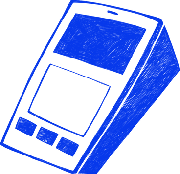 blue POS terminal for card payments PNG, SVG