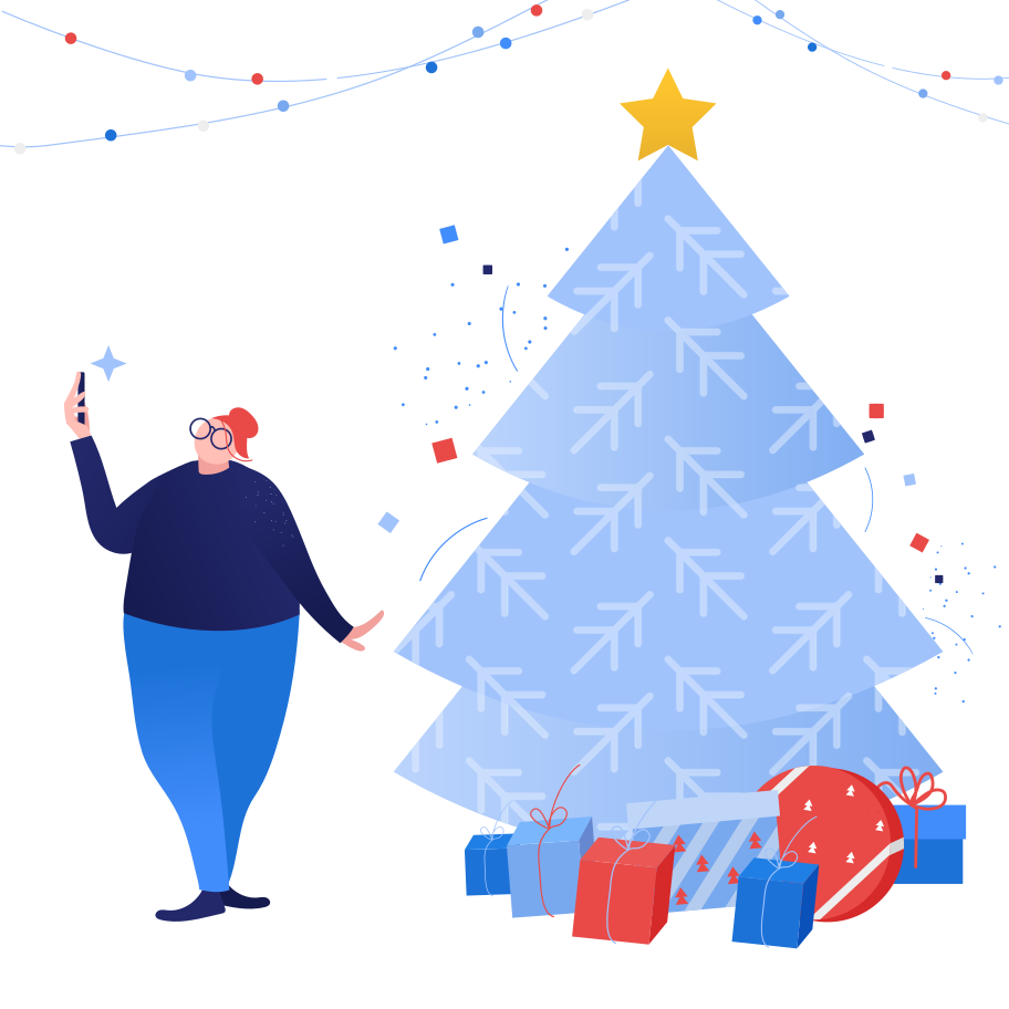 Christmas selfie Illustration in PNG, SVG