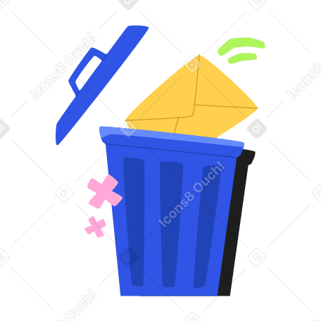 Letter thrown in the trash can Illustration in PNG, SVG