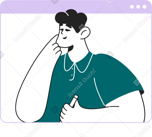 man at zoom meeting Illustration in PNG, SVG