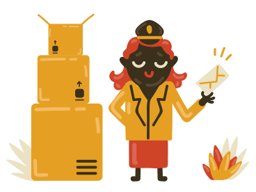 Postwoman delivering letters and parcels PNG, SVG