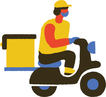 Masked food delivery man on scooter PNG, SVG