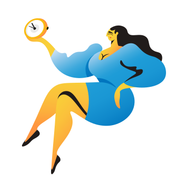 Ilustración animada de Mujer con reloj en GIF, Lottie (JSON), AE