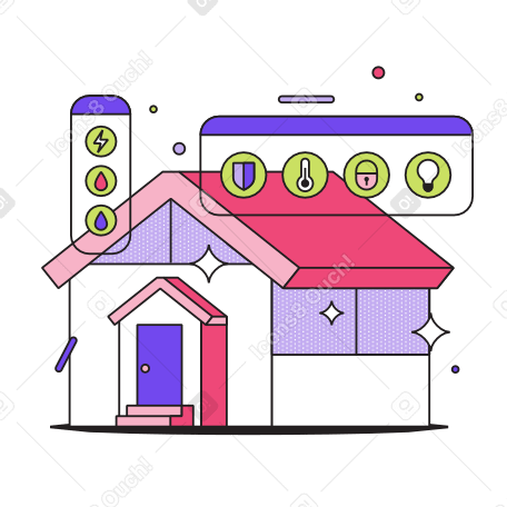 Smart house with smart devices Illustration in PNG, SVG