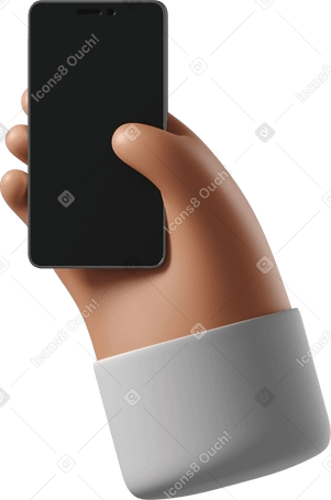 3D 有电话的被晒黑的皮肤手 PNG, SVG