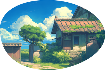 Japanese house in summer background PNG, SVG