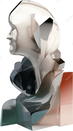 3D 头部轮廓，由闪亮金属制成的抽象雕塑 PNG, SVG