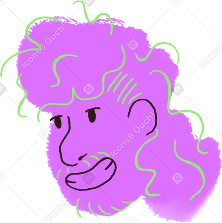 young man with big smile and curly hair PNG、SVG