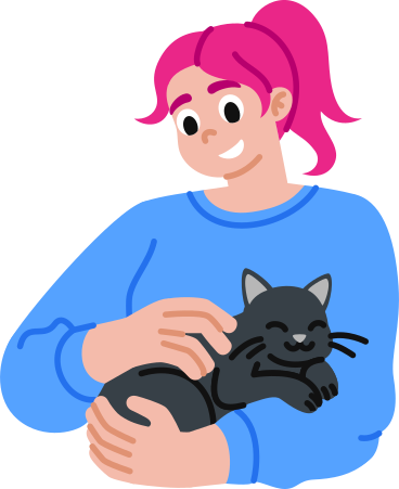 young woman holding a cat PNG, SVG