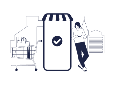 Mann kauft im online-shop ein, einkaufstasche befindet sich in seinem supermarkt-warenkorb PNG, SVG
