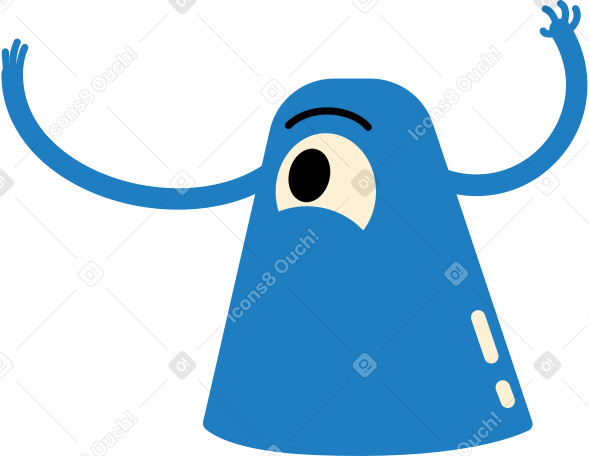 blue one-eyed character Illustration in PNG, SVG