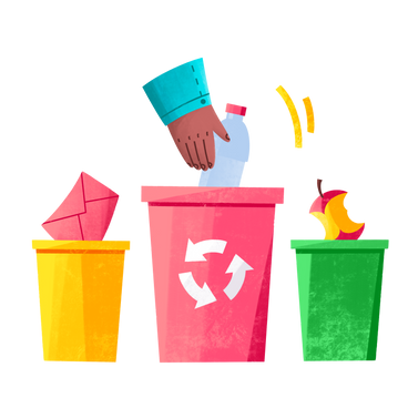 Collecte séparée des déchets papier plastique et déchets organiques PNG, SVG