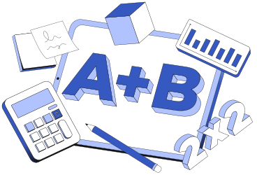 Lettering A+B with calculator, notes and pencil text PNG, SVG