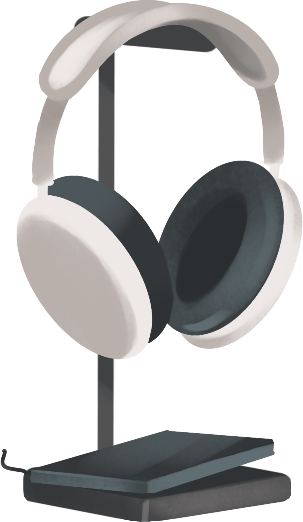headphones on a stand PNG, SVG