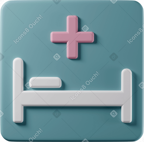 3D Hospital bed icon Illustration in PNG, SVG