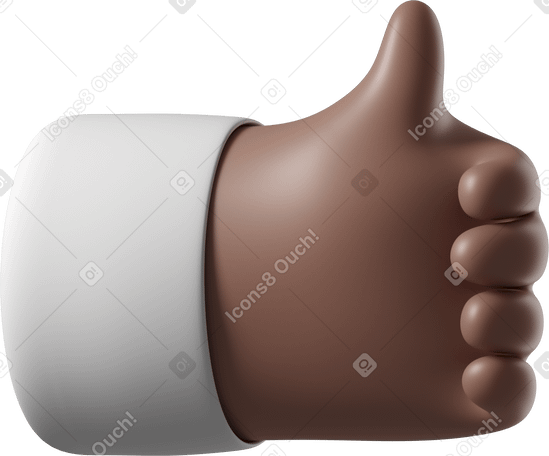 3D Brown skin hand giving a like PNG, SVG