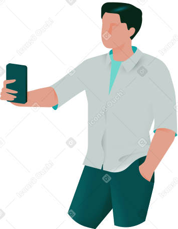 男は自撮りをする PNG、SVG