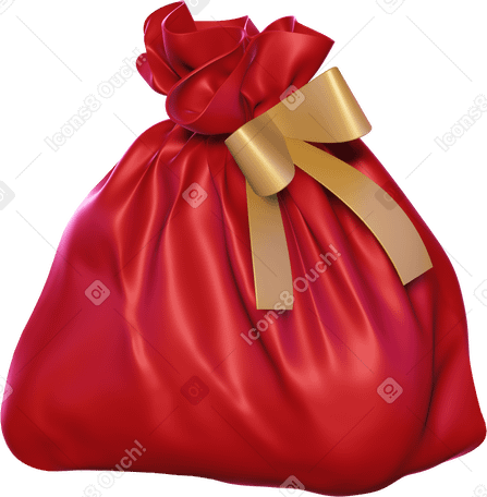 3D Красная рождественская сумка в PNG, SVG