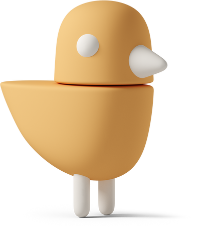 orange bird figurine turned right Illustration in PNG, SVG