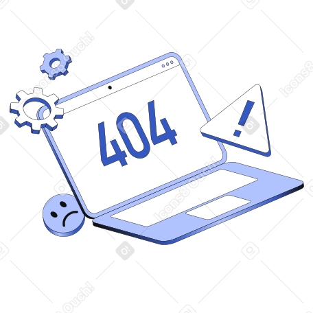 404 error in laptop Illustration in PNG, SVG