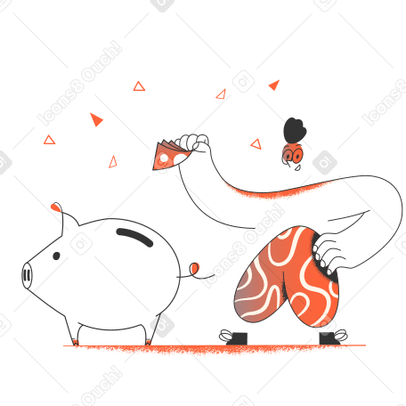 돼지 저금통에 저축하는 사람 PNG, SVG