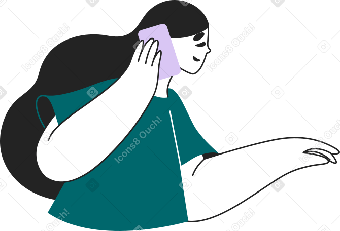 girl talking on the phone Illustration in PNG, SVG
