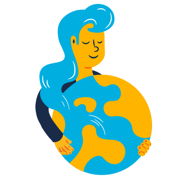 Woman with planet Earth PNG, SVG