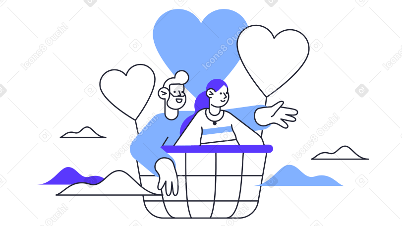 心を持って風船で飛んでいる男と女 のpngとsvg