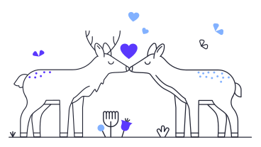 Два оленя целуются в PNG, SVG