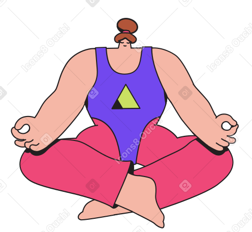 woman sitting in lotus yoga position Illustration in PNG, SVG
