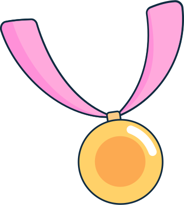 gold medal on pink ribbon PNG, SVG