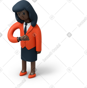 看手表的黑人女商人 PNG, SVG