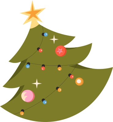christmas tree with toys and star PNG, SVG
