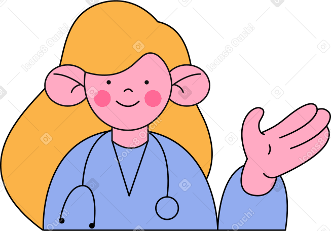 doctor woman waving hand in greeting Illustration in PNG, SVG