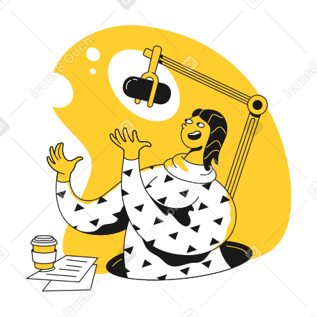Woman recording a podcast Illustration in PNG, SVG