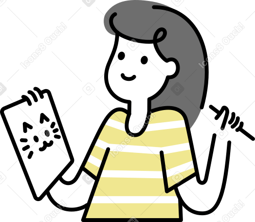 woman drawing on a tablet PNG, SVG