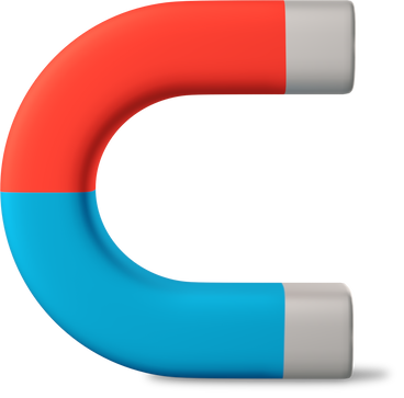 half red, half blue u-shaped magnet PNG, SVG