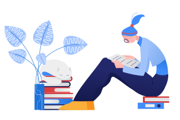 Женщина сидит и читает дома в PNG, SVG